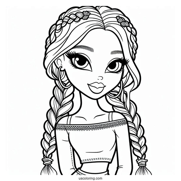 Yasmin In Braids And Crop Top Coloring Sheet