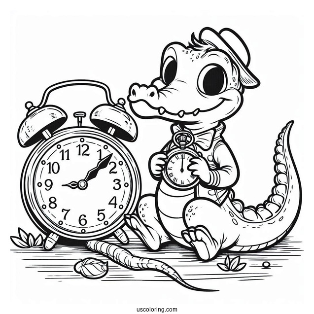 Coloring Sheet Of Tick-Tock the Crocodile