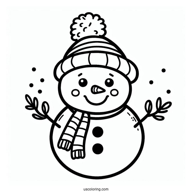 Easy Snowman Face To Color For Preschoolers