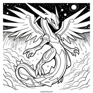 Ultimate Rayquaza Coloring Page Outline
