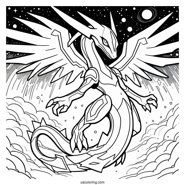 Ultimate Rayquaza Coloring Page Outline
