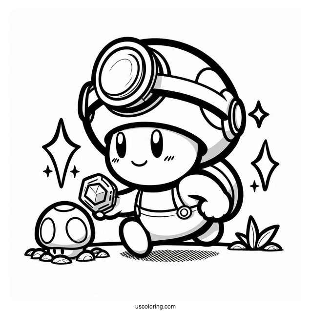 Shy Guy Coloring Page Chasing Miner Toad With Emerald