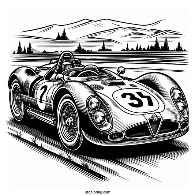 Alfa Romeo Race Car Coloring Sheet