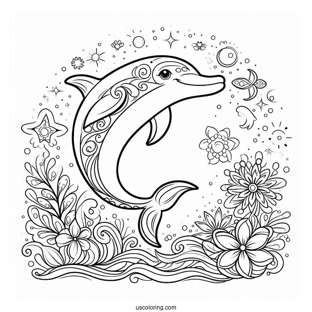 Breaker The Dolphin From The Little Mermaid Coloring Sheet