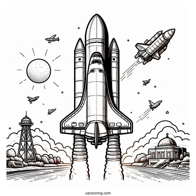 NASA Space Shuttle Discovery Coloring Page