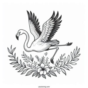 Flamingo Flying With Wings Spread Wide Open