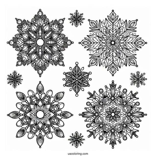 Cartoon Crystal Snowflake Coloring Page For Kids