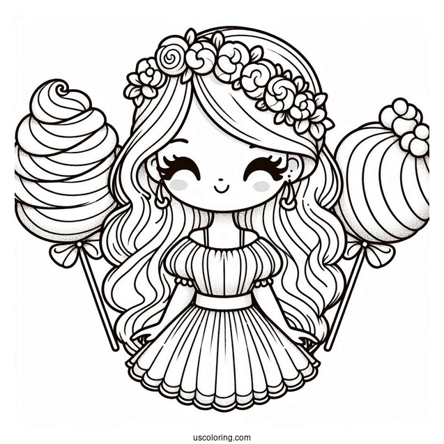 Candy Floss Coloring Sheet For Kids