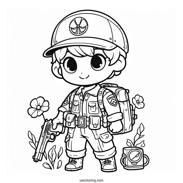 Poppy Playtime Coloring Page Of Player Wearing Grabpack