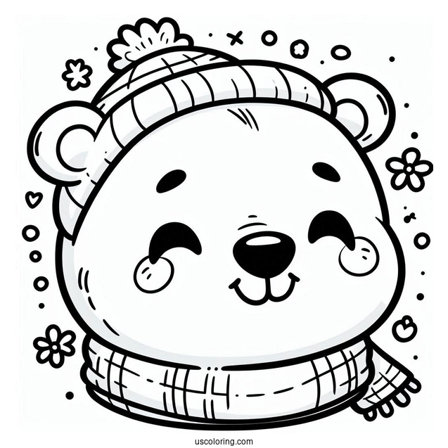 Coloring Sheet of Cartoon Polar Bear_s Face