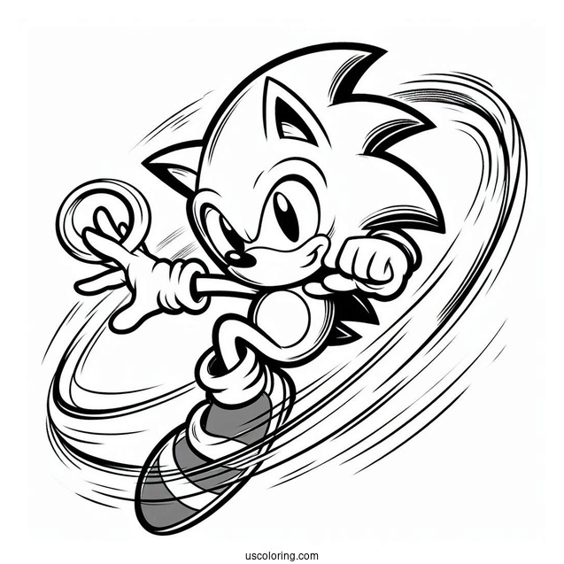 Sonic Leaping Through Air With Ring