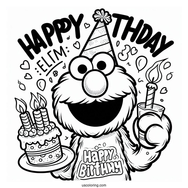 Happy Birthday Elmo Coloring Sheet