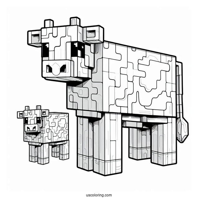 Detailed Minecraft Cow To Color