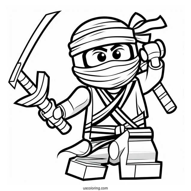 Easy Lego Ninja Coloring In For Preschoolers