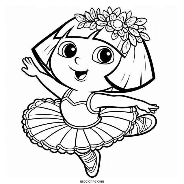 Dora As a Ballerina Coloring Sheet