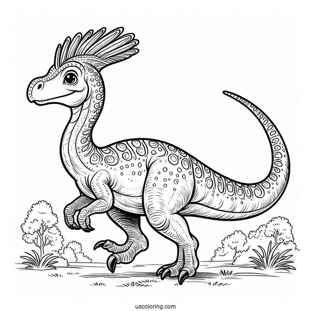 Troodan Dinosaur Strolling Coloring Sheet