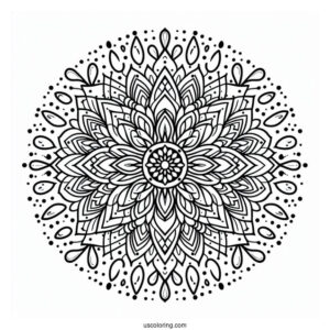 Rain Coloring Page Of Intricate Raindrop Mandala