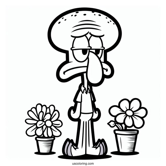 Unhappy Squidward Coloring Page