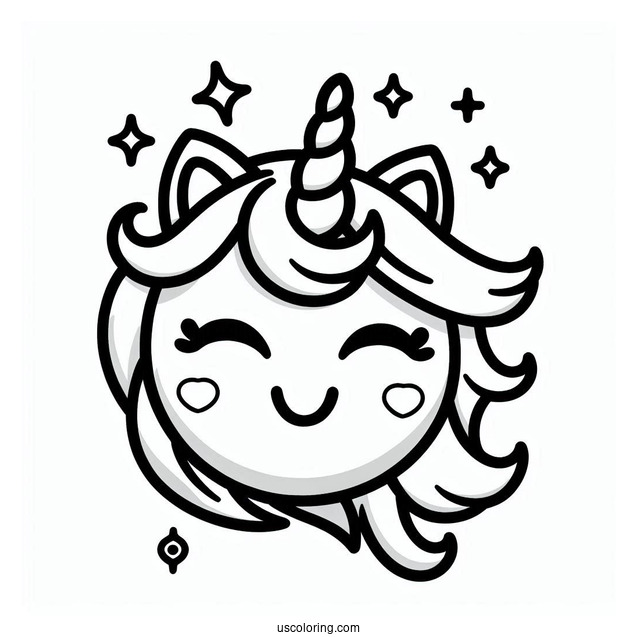 Easy Unicorn Emoji Coloring Page