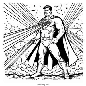 Superman With Laser Beams Coloring Page