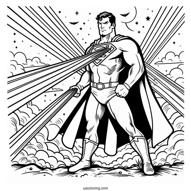 Superman With Laser Beams Coloring Page