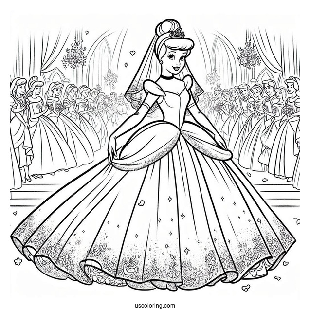 Cinderella Wedding Day Coloring Page