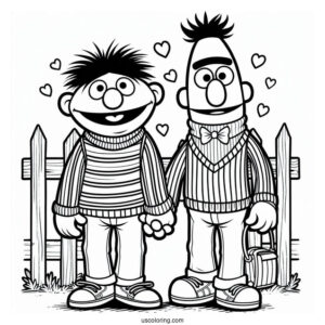 Detailed Coloring Page Of Bert And Ernie