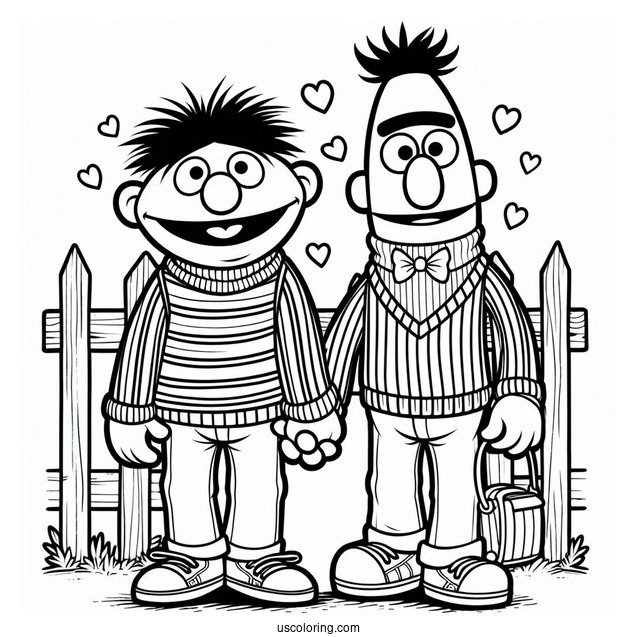 Detailed Coloring Page Of Bert And Ernie