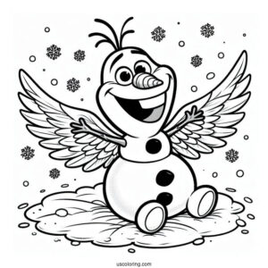 Olaf Making A Snow Angel To Color