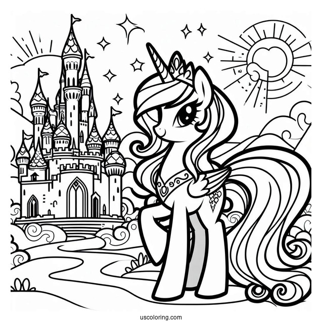 Simple Outline Of Princess Celestia and Castle