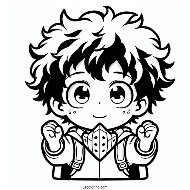Cute Baby Izuku Midoriya Deku Coloring Page For Preschoolers
