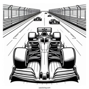 Simple Outline Of F1 Coloring Page Race Car On Track