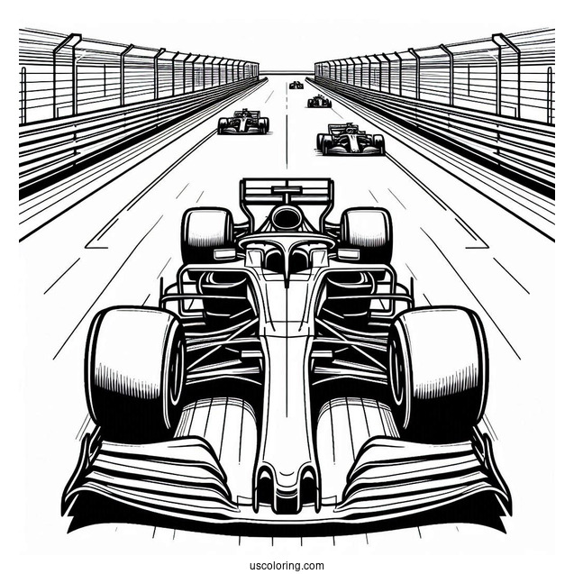 Simple Outline Of F1 Coloring Page Race Car On Track