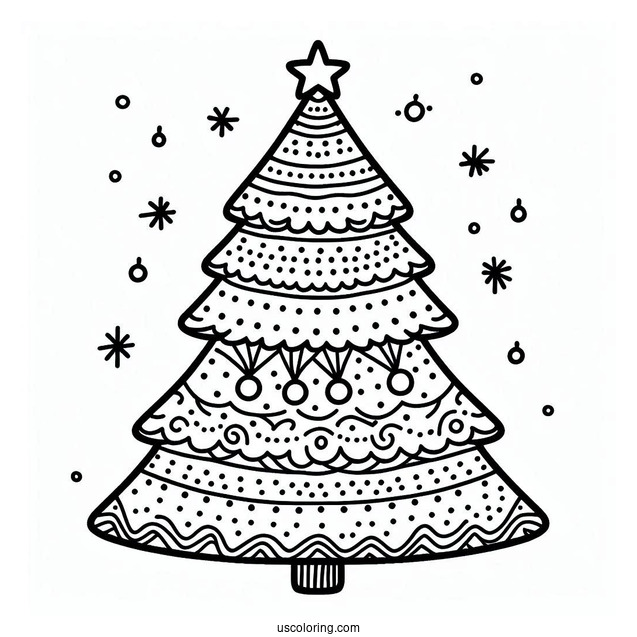 Simple Outline Of Christmas Tree Template To Color For Toddlers