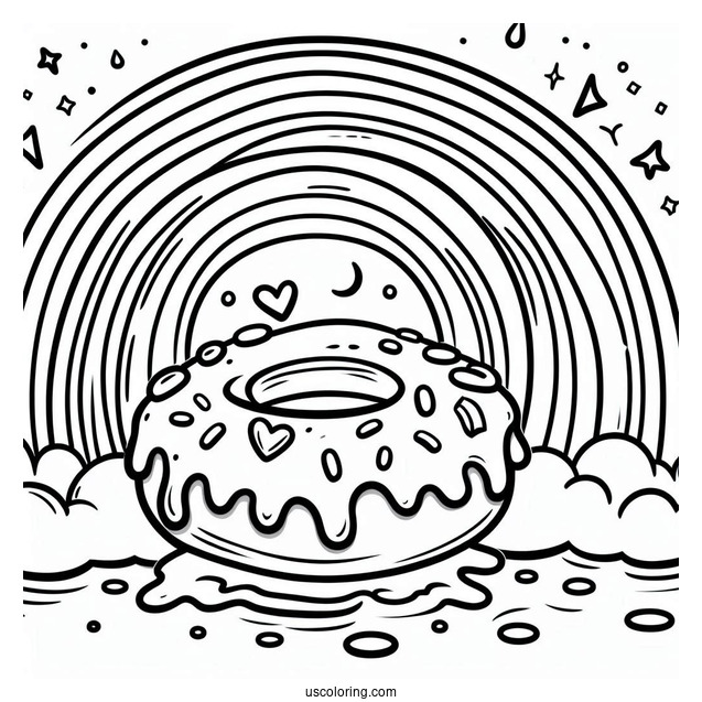 Fun Donut Coloring Page Sliding Down The Rainbow