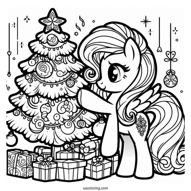 My Little Pony Decorating Christmas Tree To Color