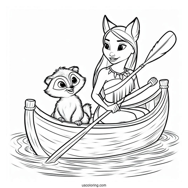 Meeko And Percy On Canoe Coloring In