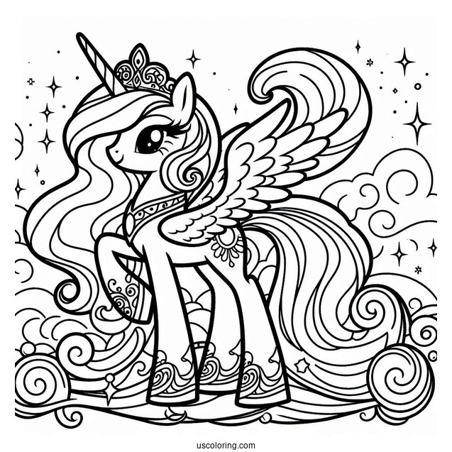 Outline of Princess Celestia to Color