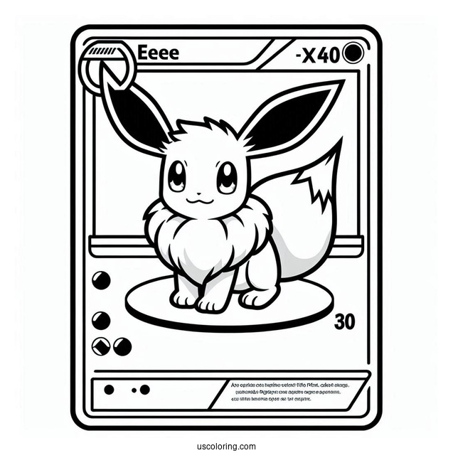 Eevee Pokemon Playing Card To Color