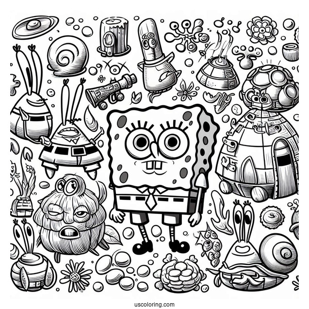 SpongeBob Coloring Page Of Detailed Karen Plankton