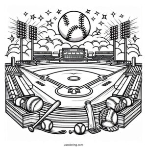 Baseball Stadium Coloring Page