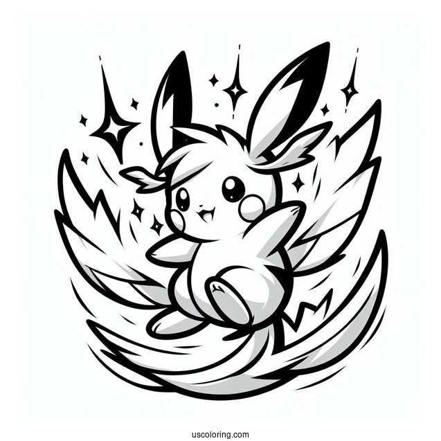 Shiny Mega Raichu Coloring Page Outline
