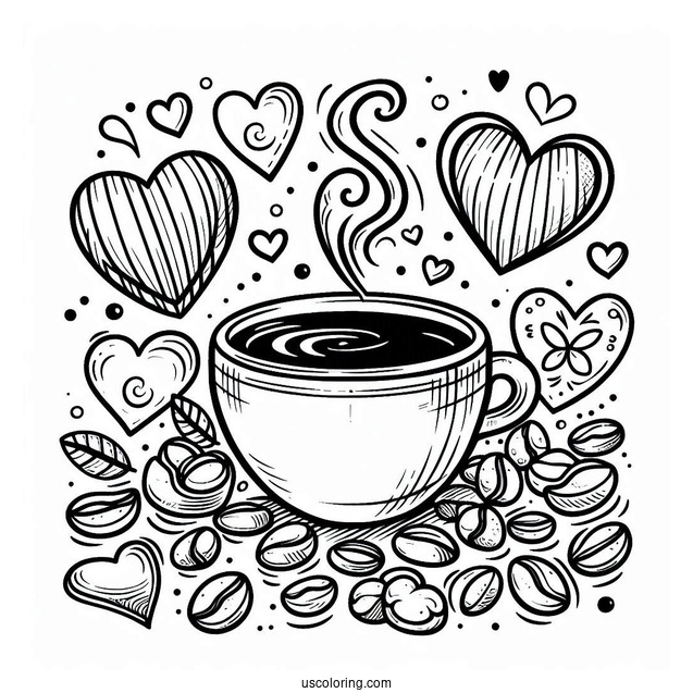 Coffee Coloring Pages Of Heart Coffee Art For Kids