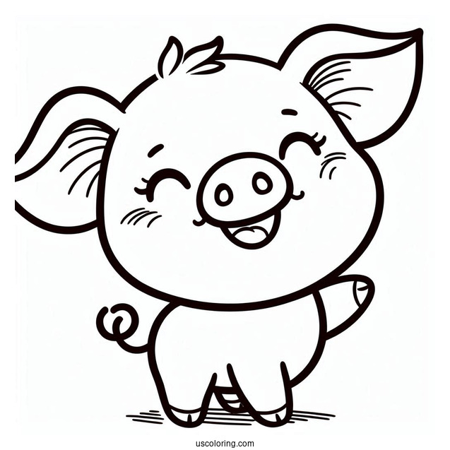 Piglet Coloring Page Smiling Face For Kids