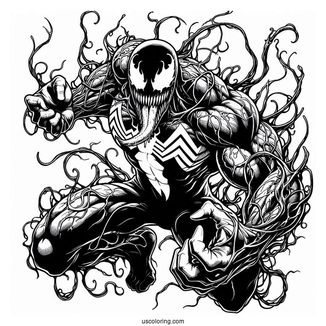 Venom Fighting With Carnage Coloring Page