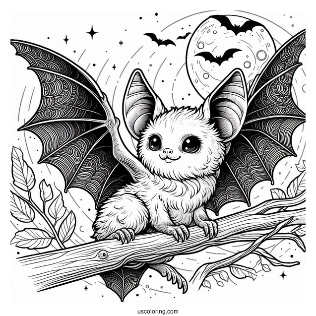 Mewitti Bat Coloring Page Getting Ready To Fly