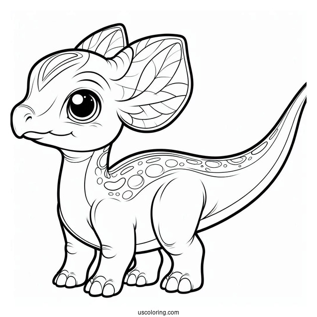 Easy Parasaurolophus Coloring Page For Preschoolers