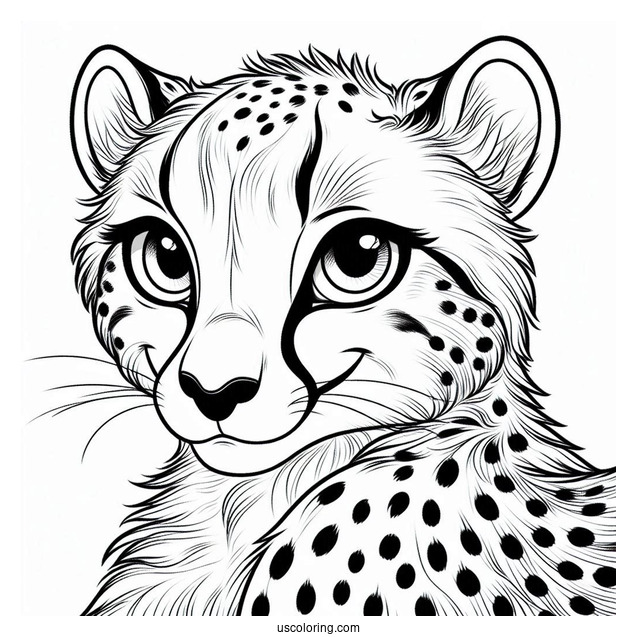 Female Cheetah Coloring Page Smirking