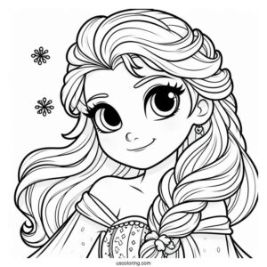 Cartoon Elsa Coloring Page For Preschoolers