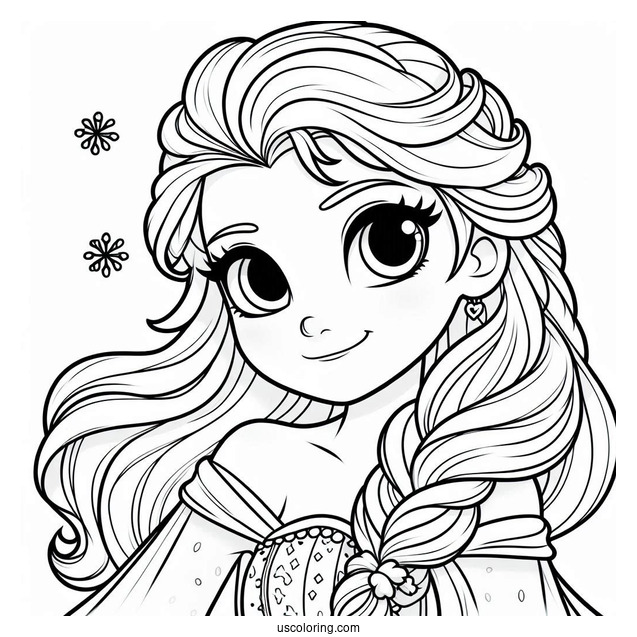 Cartoon Elsa Coloring Page For Preschoolers
